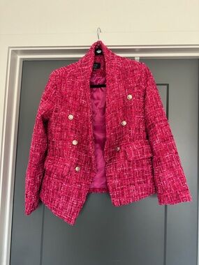 Vici Pink Tweed Double-Breasted Blazer